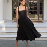 Danielle Midi Corset Dress Black Front