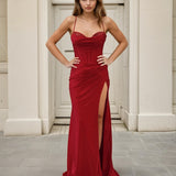 Darlia Glitter Corset Fitted Gown Formal Red