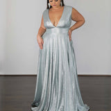 Sabrina Stretch Shimmer Gown - Seafoam