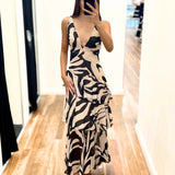 Bella Layered Chiffon Maxi Dress - Black/Nude