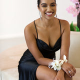 Emeline Satin Corset Gown - Black