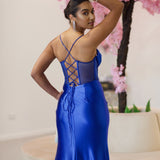 Emeline Satin Corset Gown - Cobalt