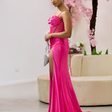 Emeline Satin Corset Gown - Hot Pink