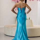 Ester Strapless Corset Gown - Aqua