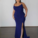Issy Metallic Jersey Gown - Sapphire