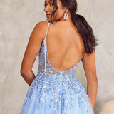 Iris Corset Lace Gown - Icy Blue