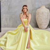 Paola Strapless Gown - Lemon