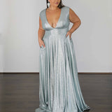 Sabrina Stretch Shimmer Gown - Seafoam