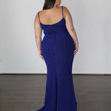 Issy Metallic Jersey Gown - Sapphire