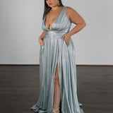 Lexa Stretch Shimmer Gown - Seafoam