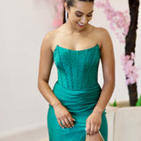Florelle Strapless Corset Gown - Emerald