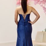 Florelle Strapless Corset Gown - Navy