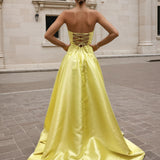 Gabrielle Strapless Bow Gown - Yellow