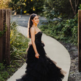 Celeste Layered Strapless Ball Gown - Black