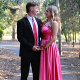 Ava Satin Gown - Hot Pink