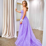 Iris Corset Sequin Tulle Gown - Lilac