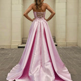 Isabelle Strapless Bow Gown - Light Pink