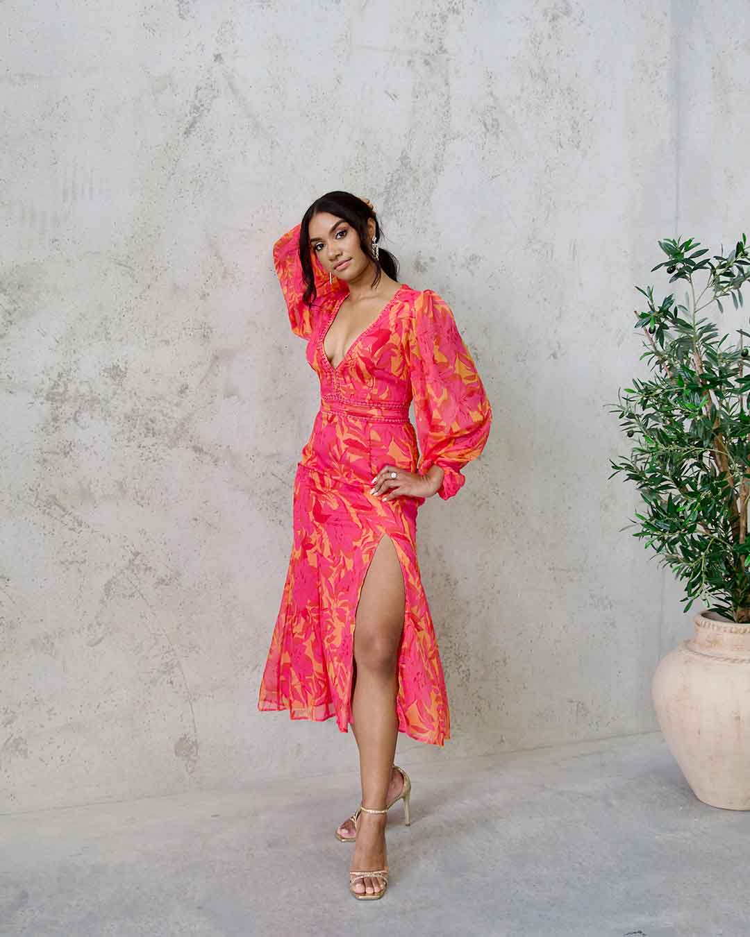 Isadora Maxi Dress - Pink Print