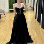Kaia Strapless Corset Gown Cobalt front