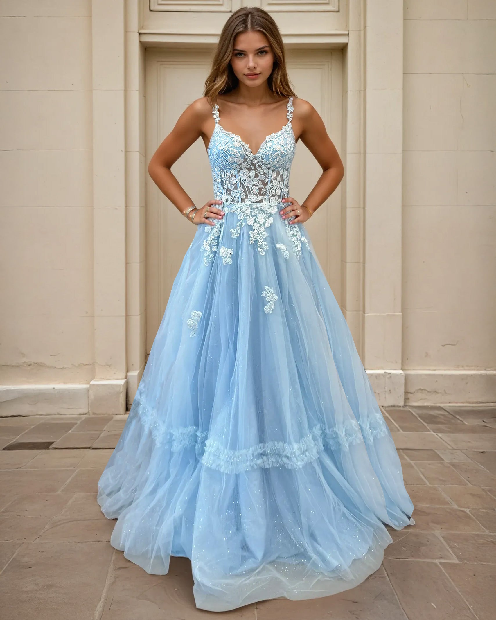 Livia Corset Lace Gown - Icy Blue Miss Runway Boutique Livia Corset Lace Gown - Icy Blue Miss Runway Boutique