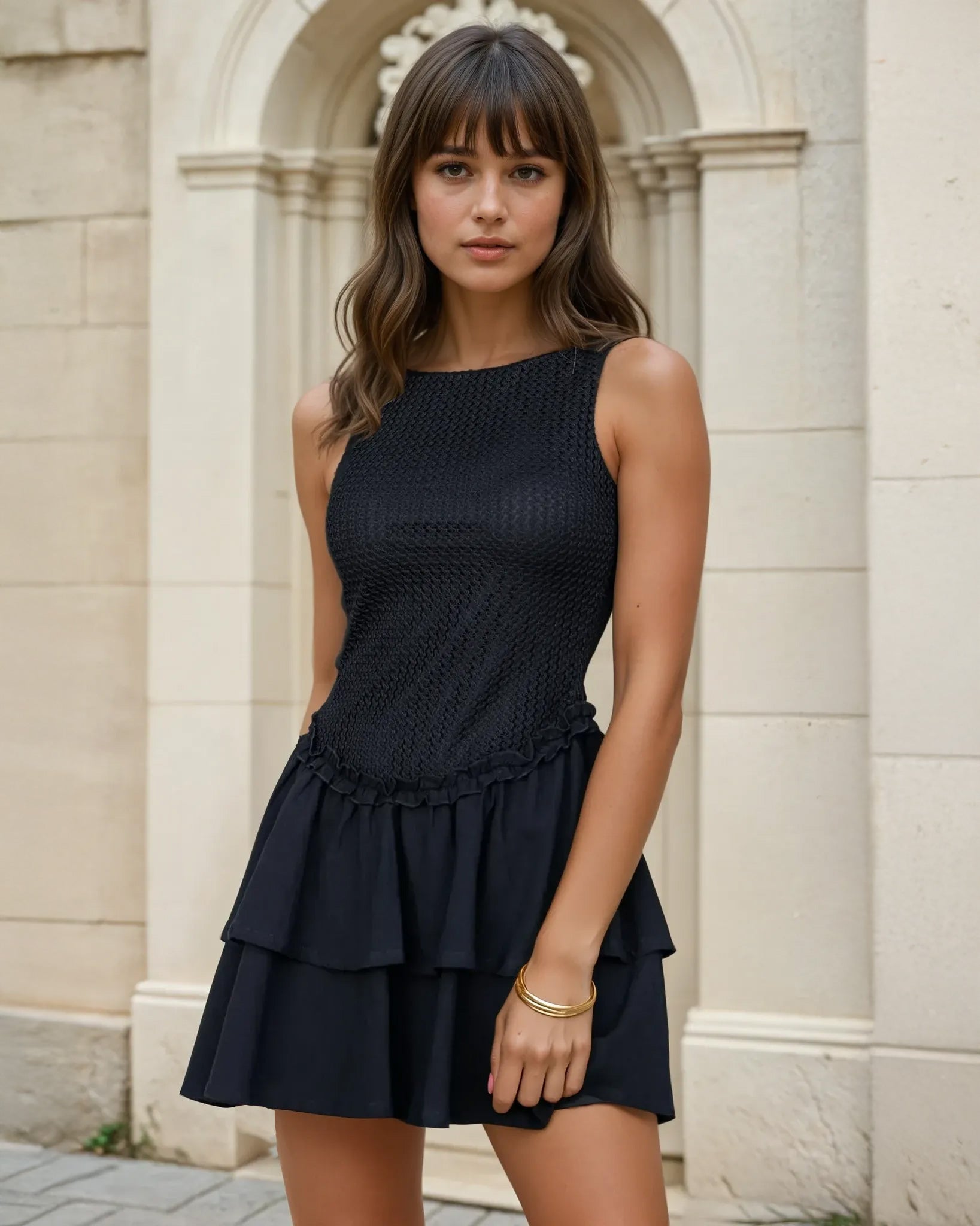 Marcella Mini Dress Front Black