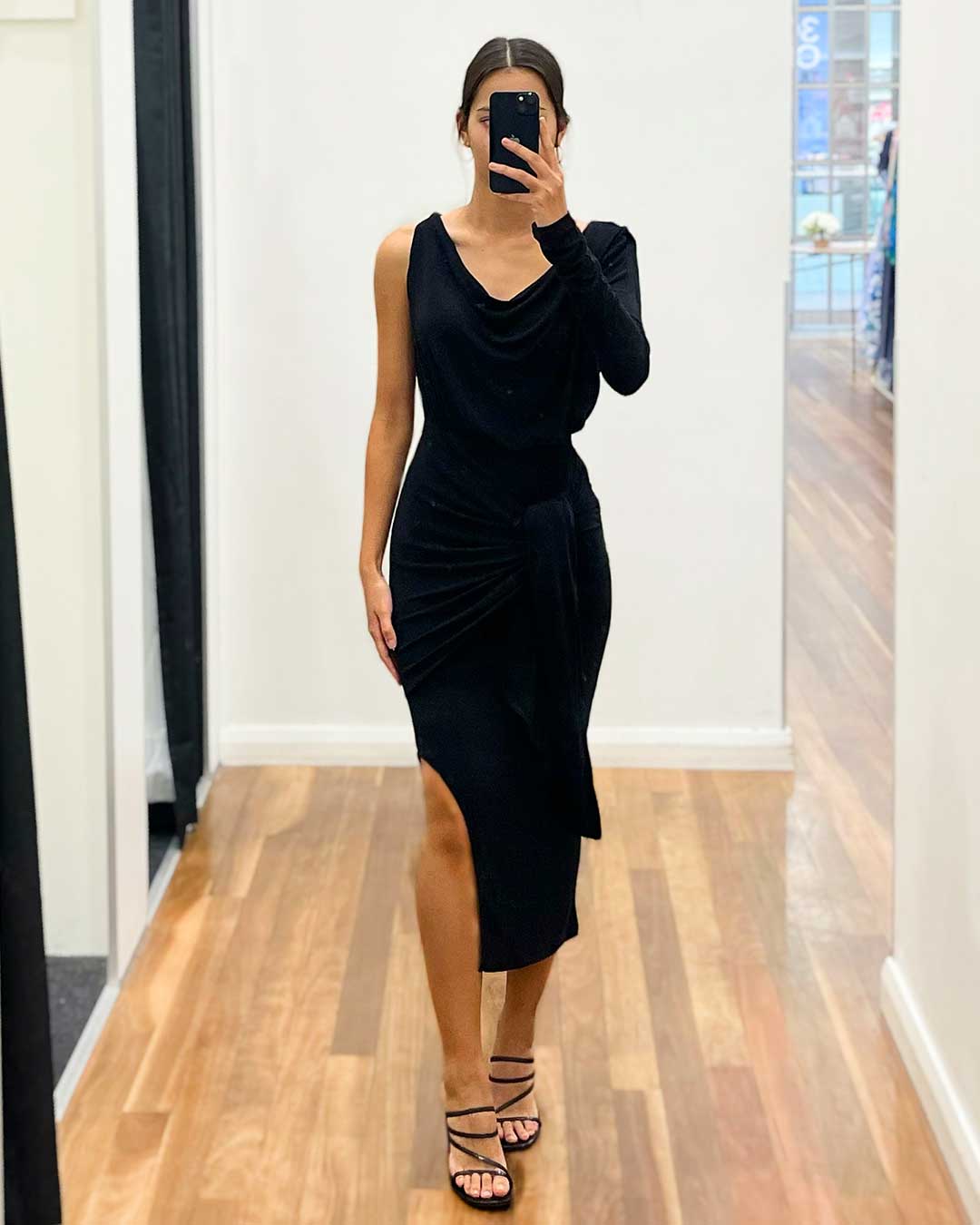 Merlow Glitter Midi Dress - Black