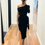 Merlow Glitter Midi Dress - Black
