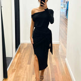 Merlow Glitter Midi Dress - Black