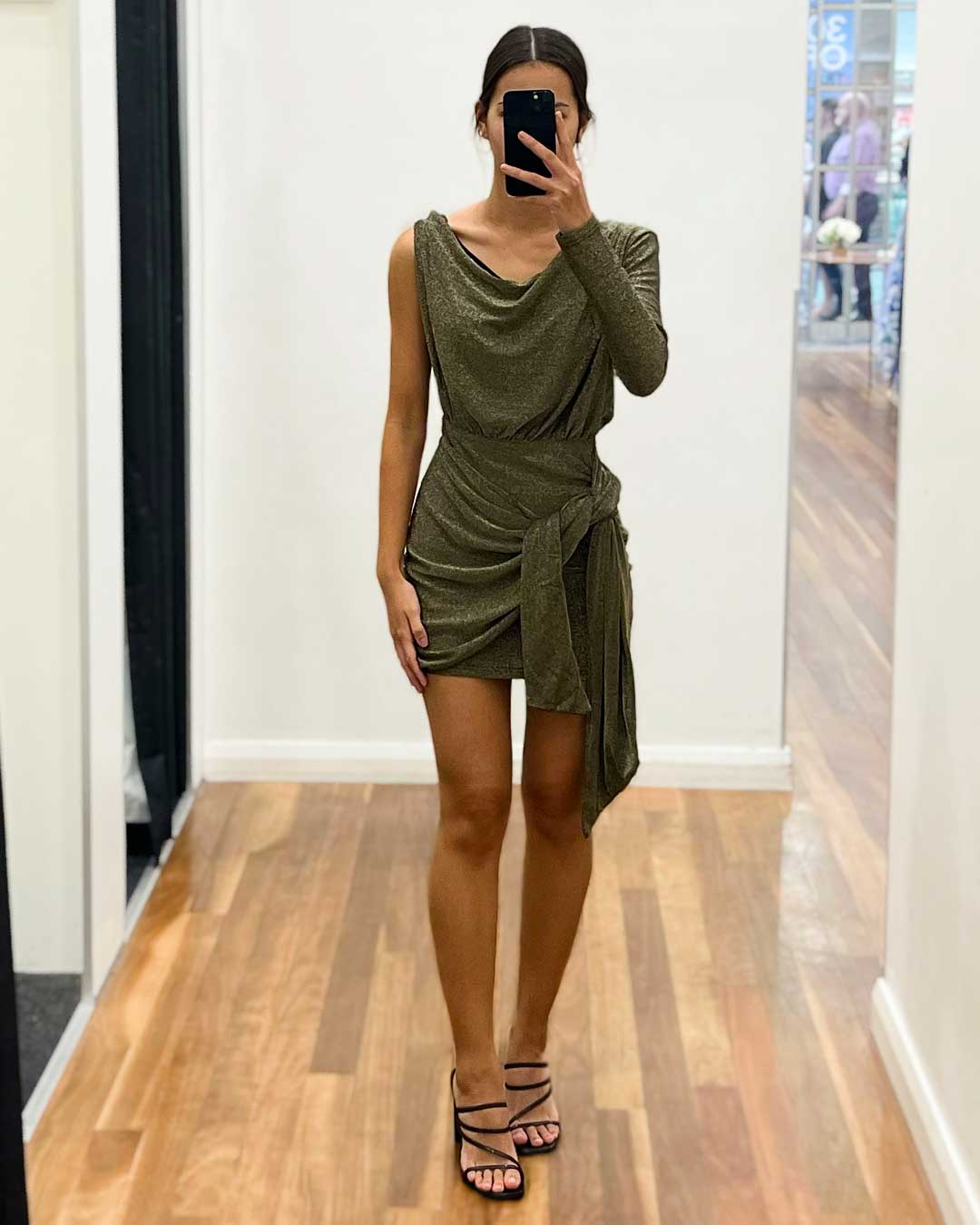 Merlow Glitter Mini Dress - Gold