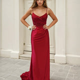 montana satin dress corset fitted formal red