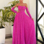 Helena Strapless Lace Gown - Magenta