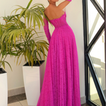 Helena Strapless Lace Gown - Magenta