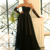 Jasmine Corset Tulle Gown - Black