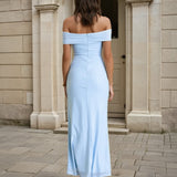 Naya Off Shoulder Maxi Dress Blue Back