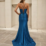 Nicolla Corset Formal Gown - Teal Back