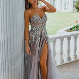 Delilah Beaded Gown Lilac Multi front