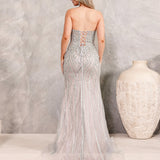 Ramona Strapless Beaded Gown - Silver/Nude