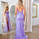 Riley Corset Lace Gown - Lilac
