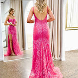 Riley Corset Lace Gown - Fuchsia