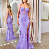 Riley Corset Lace Gown - Lilac