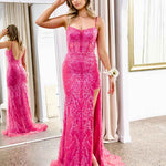 Riley Corset Lace Gown - Fuchsia