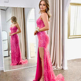 Riley Corset Lace Gown - Fuchsia