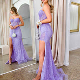 Riley Corset Lace Gown - Lilac