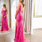 Riley Corset Lace Gown - Fuchsia