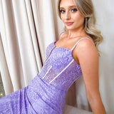 Riley Corset Lace Gown - Lilac