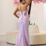Rita Strapless Corset Gown - Lilac