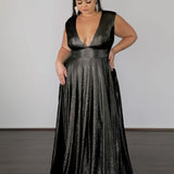 Sabrina Stretch Shimmer Gown - Black