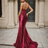 Sasha Strapless Corset Gown - Burgundy