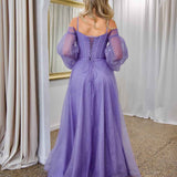 Savannah Off Shoulder Corset Gown - Purple