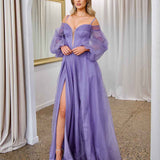 Savannah Off Shoulder Corset Gown - Purple